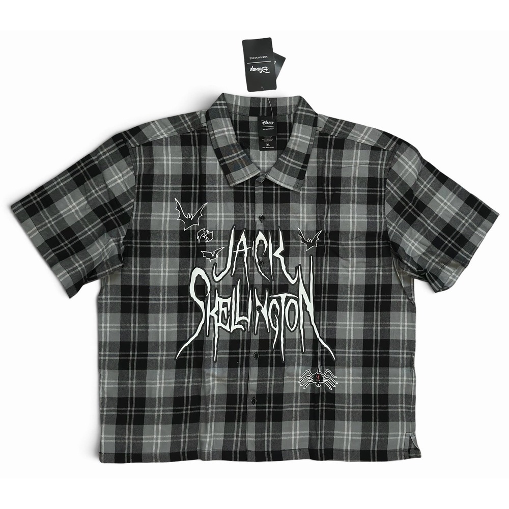 Our Universe The Nightmare Before Christmas Jack Plaid Crop Woven Button-Up XL